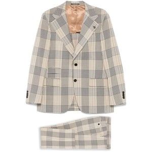 Gabriele Pasini Checkered Suit In Sand Beige - NWT